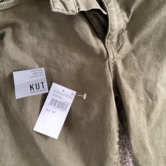 KUT from the Kloth Pattie High Waist Wide Leg Jeans (Petite) (Army Green) 8P - Picture 6 of 7